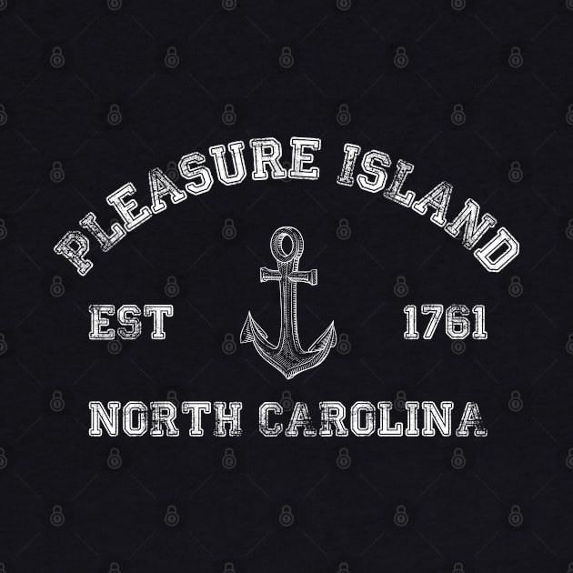 Pleasure Island, North Carolina Vintage Nautical Anchor Retro by Contentarama